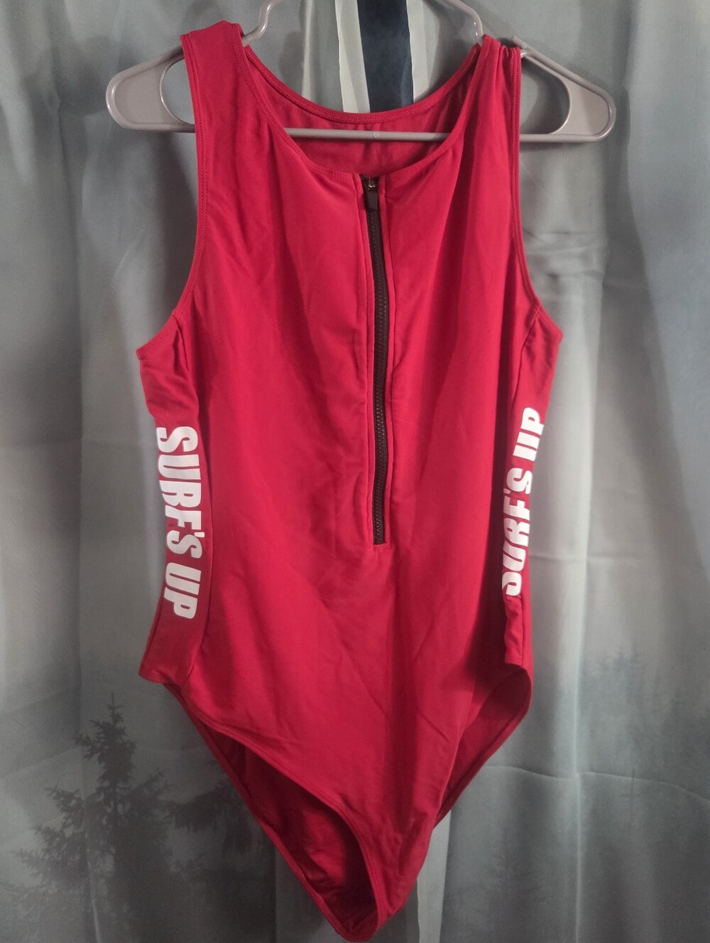 Forever 21 Red One-Piece Swimsuit with Front Zip